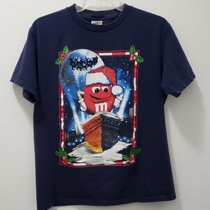 Adult M&M's Christmas Graphic Red M&M T-Shirt